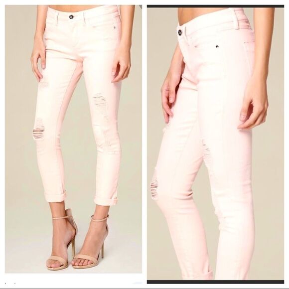 BEBE Blush Distresses Heartbreaker Skinny Jeans 24 - Picture 1 of 10